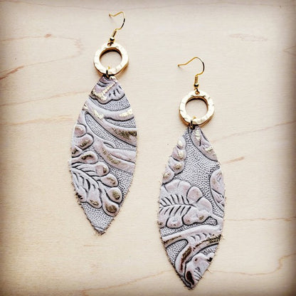 Oval Earrings in Gilded Cowboy w/ Matte Accent leather earrings cream 1 