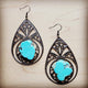 Copper Filigree Earrings w/ Turquoise Slab Turquoise Earrings blue 1 