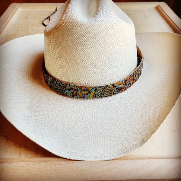 Dallas Turquoise Embossed Leather Hat Band Hat Band green 1 