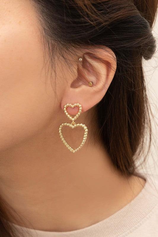 Cara Heart Drop Earrings - Three Mad Hatters Mercantile 