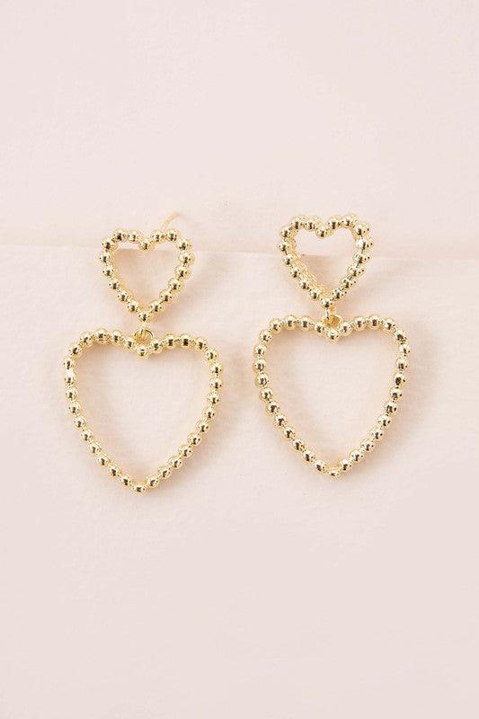 Cara Heart Drop Earrings - Three Mad Hatters Mercantile 