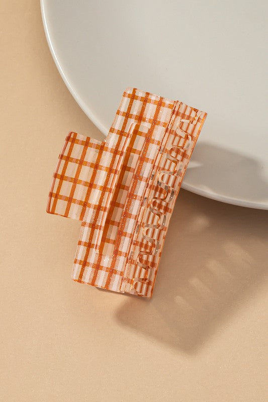 Transparent checker pattern hair claw clip hair clips caramel one size 