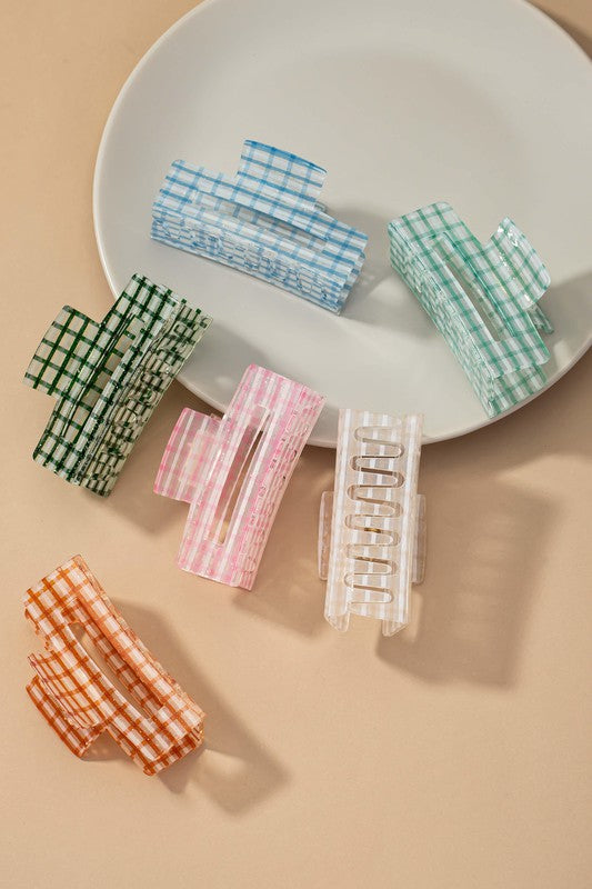 Transparent checker pattern hair claw clip hair clips   