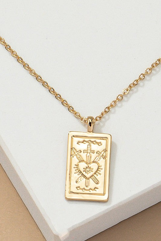 Love tarot card pendant necklace Terot Card Pendant Necklace Gold one size 