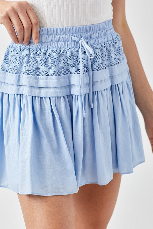 Trim Lace with Folded Detail Skirt Mini Skirt   