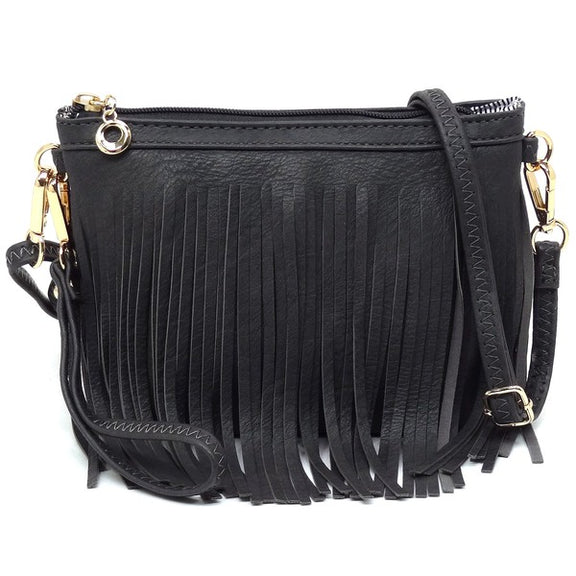 Western Fringe Clutch Cross Body Bag Crossbody Bag CHARCOAL GREY one 