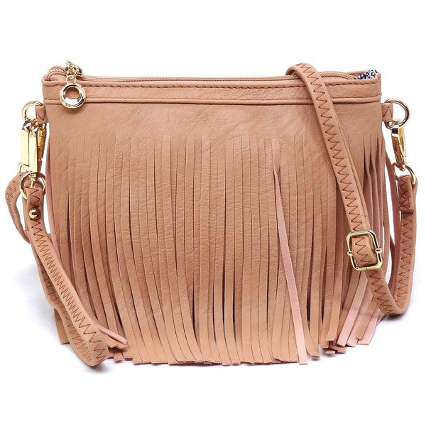 Western Fringe Clutch Cross Body Bag Crossbody Bag ROSE PINK one 