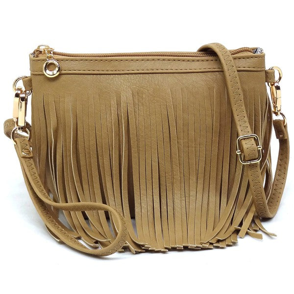 Western Fringe Clutch Cross Body Bag Crossbody Bag STONE one 