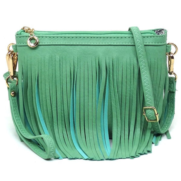 Western Fringe Clutch Cross Body Bag Crossbody Bag TURQUOISE one 