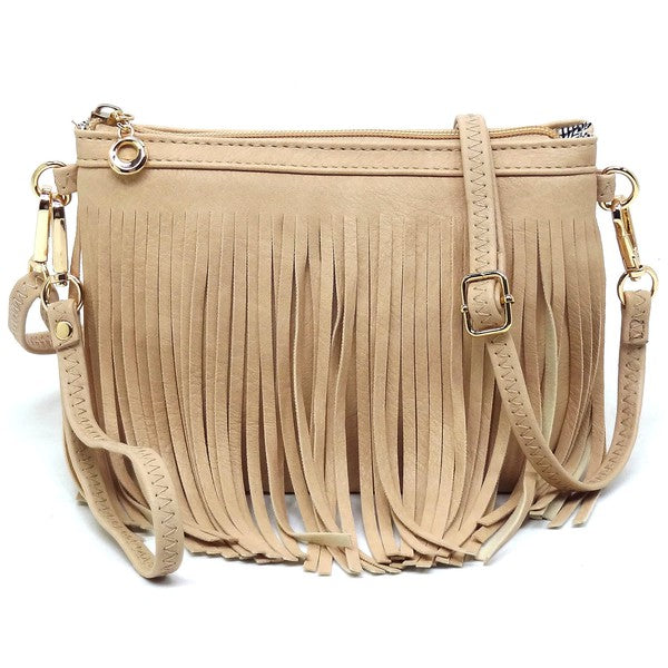 Western Fringe Clutch Cross Body Bag Crossbody Bag NUDE one 