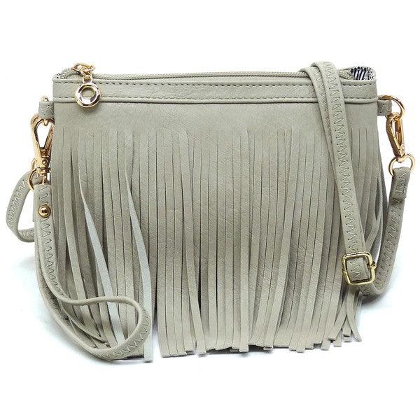 Western Fringe Clutch Cross Body Bag Crossbody Bag Grey one 