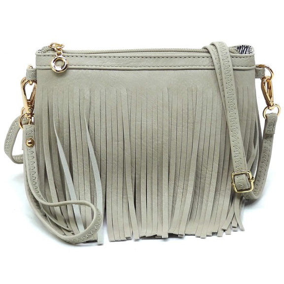 Western Fringe Clutch Cross Body Bag Crossbody Bag Grey one 