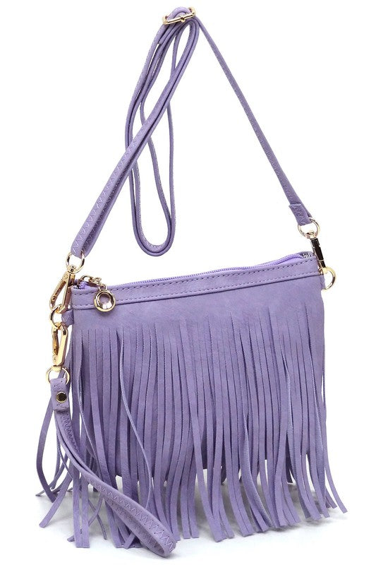 Western Fringe Clutch Cross Body Bag Crossbody Bag LAVENDER one 