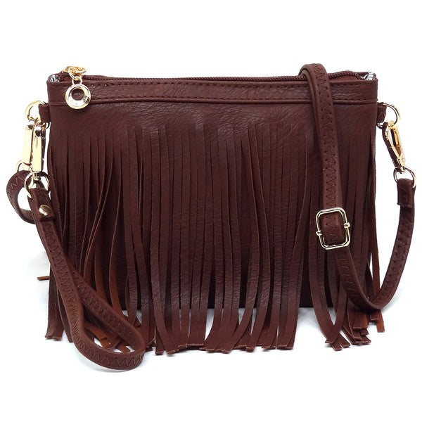 Western Fringe Clutch Cross Body Bag Crossbody Bag COFFEE one 