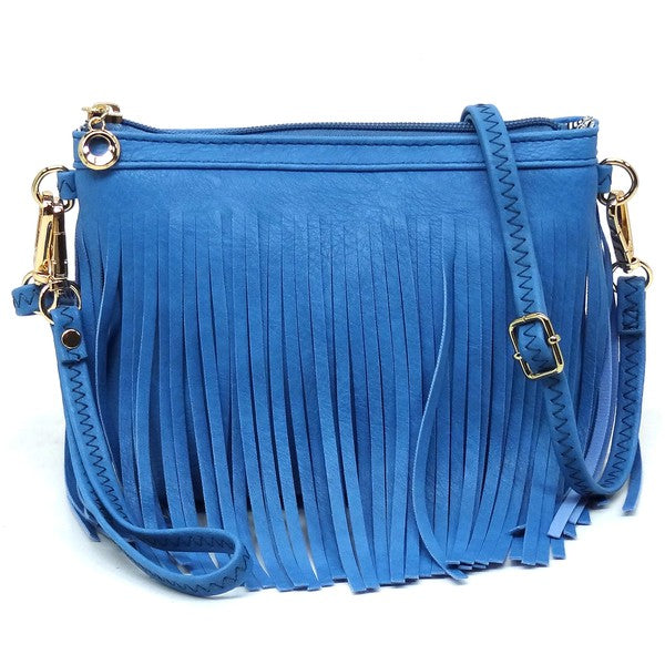 Western Fringe Clutch Cross Body Bag Crossbody Bag DENIM one 