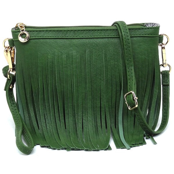 Western Fringe Clutch Cross Body Bag Crossbody Bag OLIVE one 