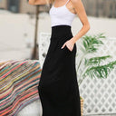 High Waist Jersey Skirt with Side Pockets