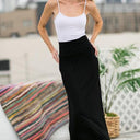 High Waist Jersey Skirt with Side Pockets