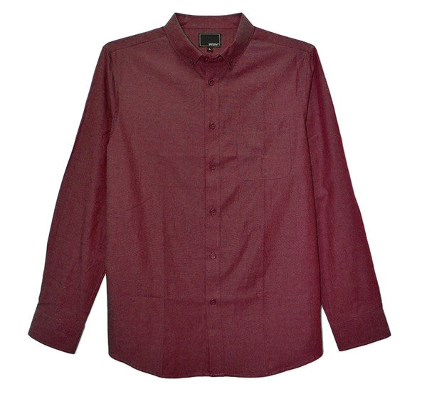 Men's Casual Long Sleeve Shirts Mens Long Sleeve Shirt BURGUNDY S 