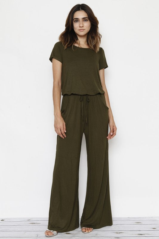 Short Sleeve Jumpsuit W/Pocket Jumpsuit   