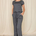 Short Sleeve Jumpsuit W/Pocket