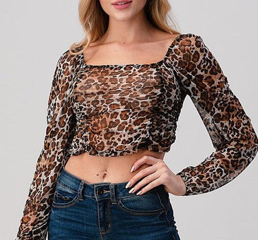 Leopard Mesh Crop Top