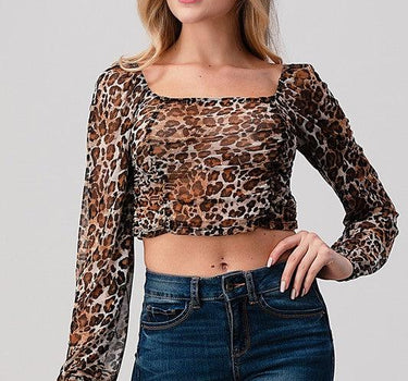 Leopard Mesh Crop Top