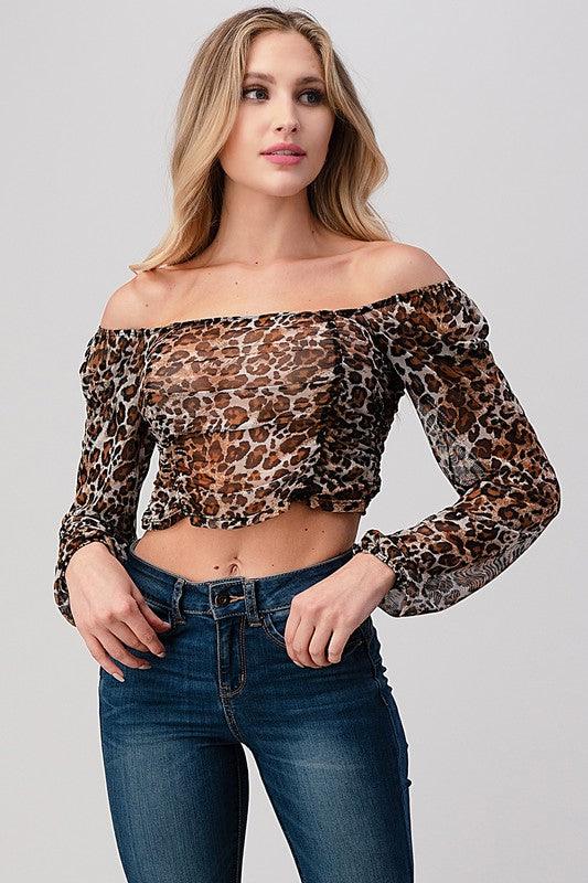 Leopard Mesh Crop Top - Three Mad Hatters Mercantile 