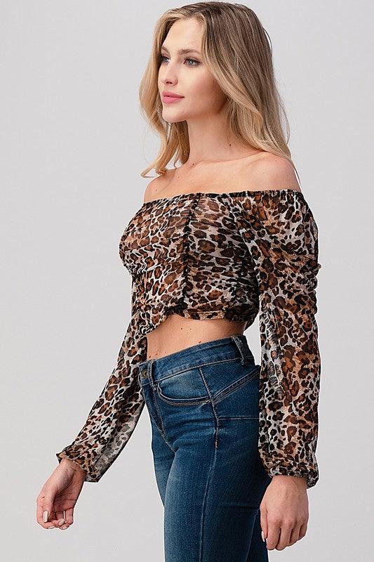 Leopard Mesh Crop Top - Three Mad Hatters Mercantile 