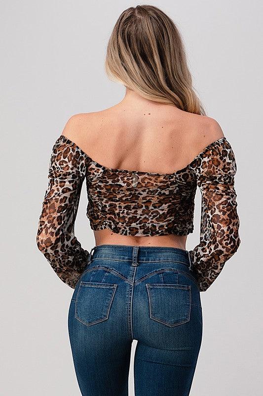 Leopard Mesh Crop Top - Three Mad Hatters Mercantile 