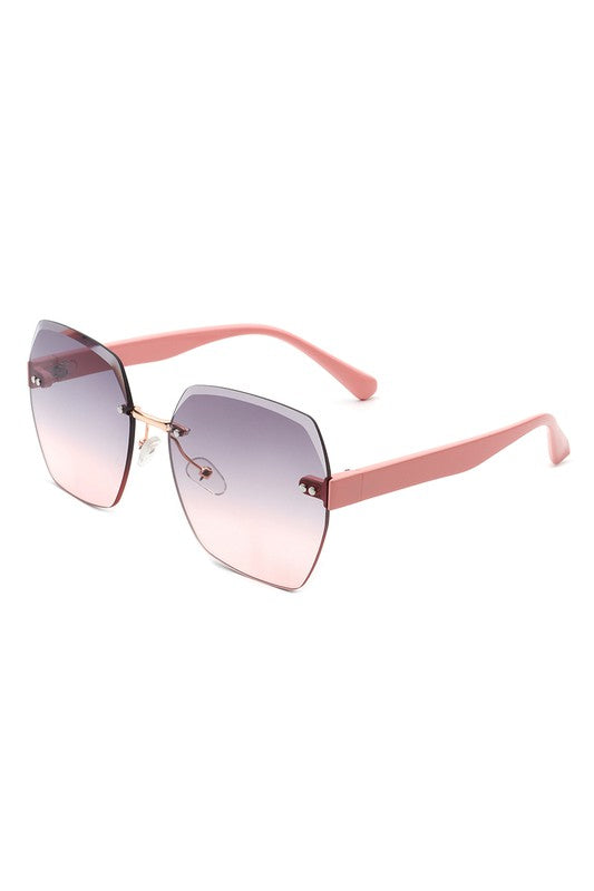 Oversize Square Geometric Rimless Sunglasses Rimless Sunglasses   