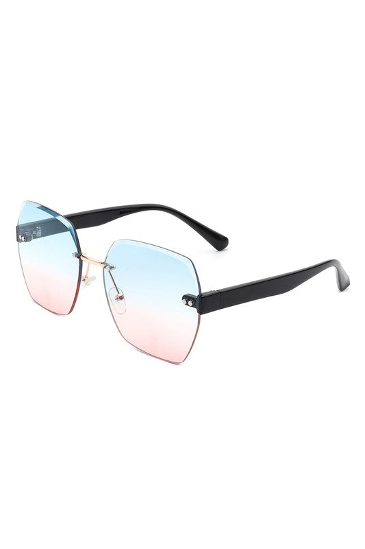 Oversize Square Geometric Rimless Sunglasses Rimless Sunglasses   