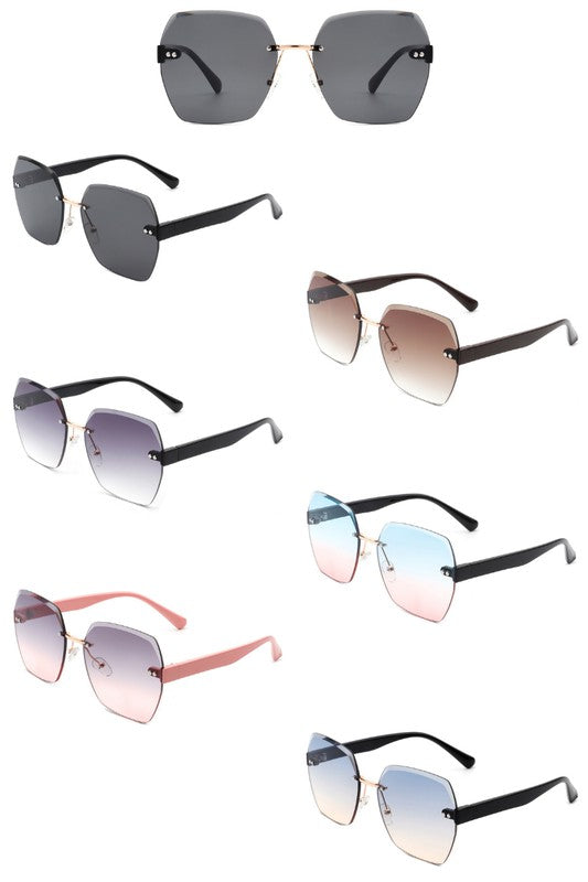 Oversize Square Geometric Rimless Sunglasses Rimless Sunglasses   