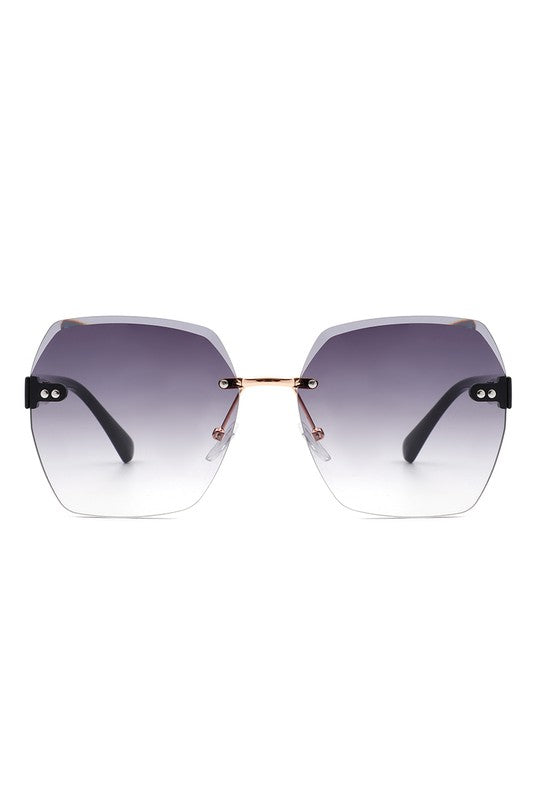 Oversize Square Geometric Rimless Sunglasses Rimless Sunglasses Gradient Purple OneSize 