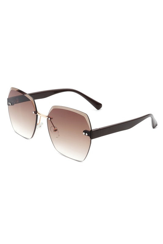 Oversize Square Geometric Rimless Sunglasses Rimless Sunglasses   