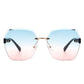 Oversize Square Geometric Rimless Sunglasses Rimless Sunglasses Blue/Pink OneSize 