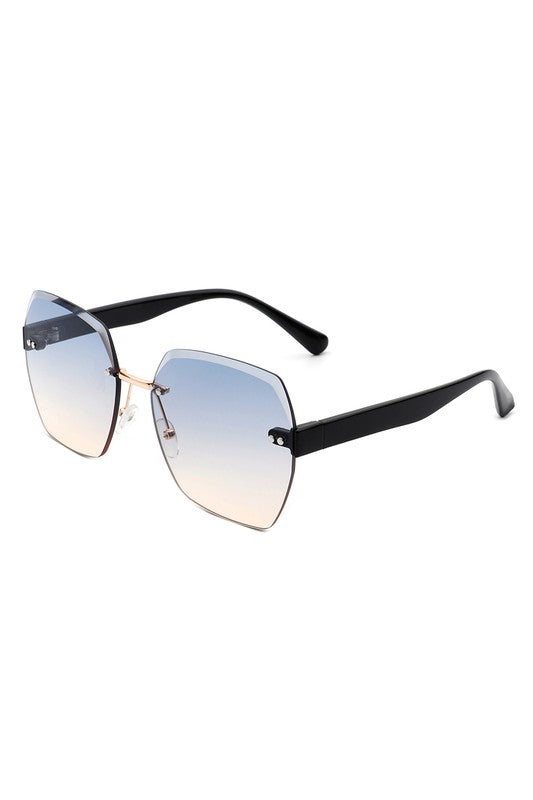 Oversize Square Geometric Rimless Sunglasses Rimless Sunglasses   