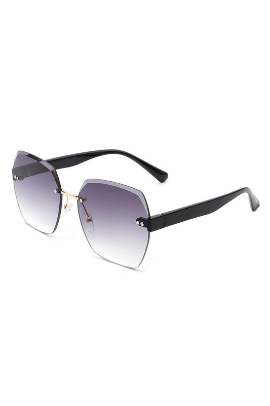 Oversize Square Geometric Rimless Sunglasses Rimless Sunglasses   