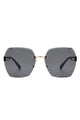 Oversize Square Geometric Rimless Sunglasses Rimless Sunglasses Black OneSize 