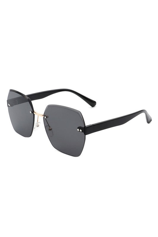 Oversize Square Geometric Rimless Sunglasses Rimless Sunglasses   