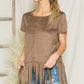 Micro Suede Fringe Top Micro Suede Top   