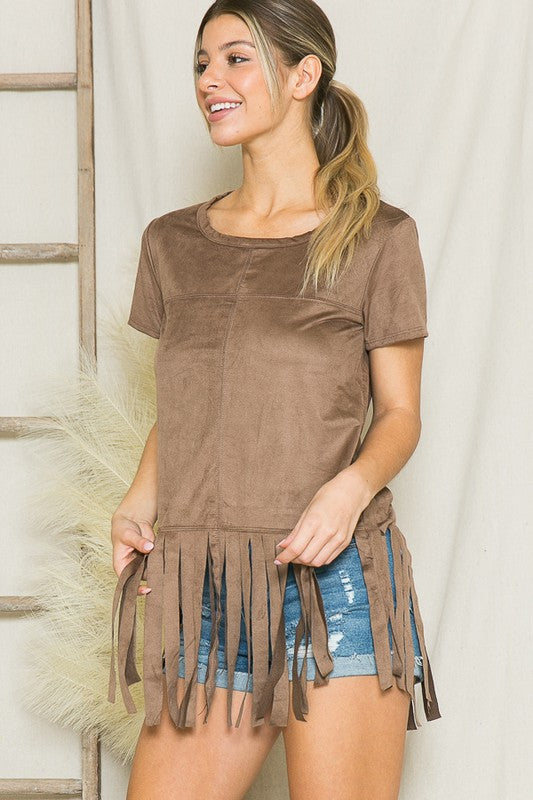 Micro Suede Fringe Top Micro Suede Top   