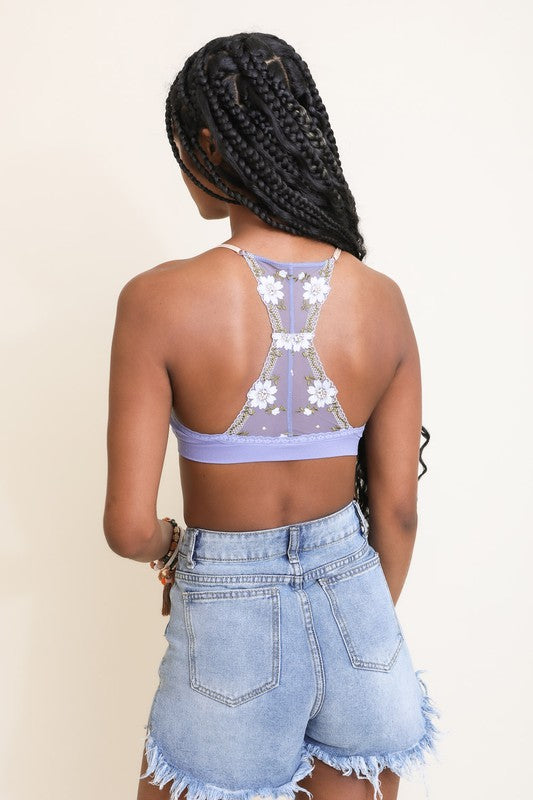 Floral Lattice Bralette Bralette Periwinkle XS/S 