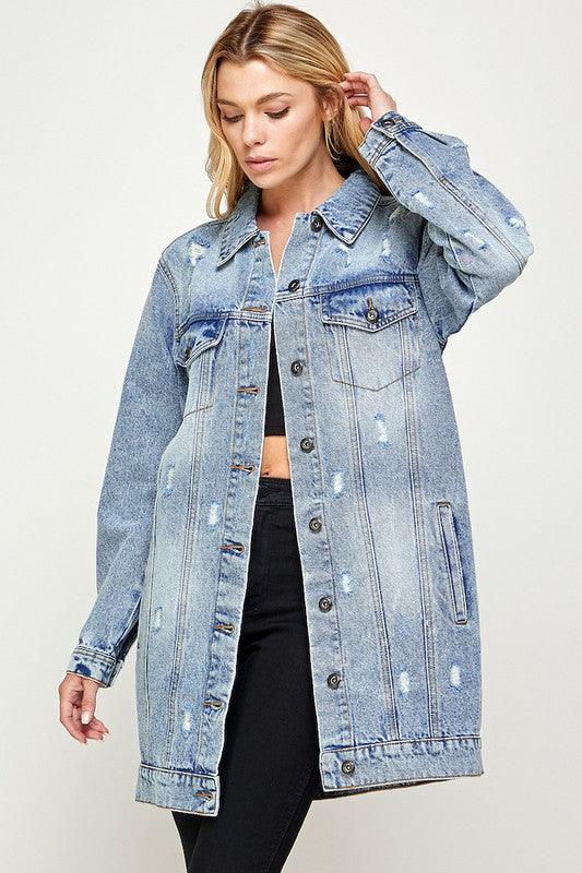 The Original Blue Age Long Denim Jacket - Three Mad Hatters Mercantile 
