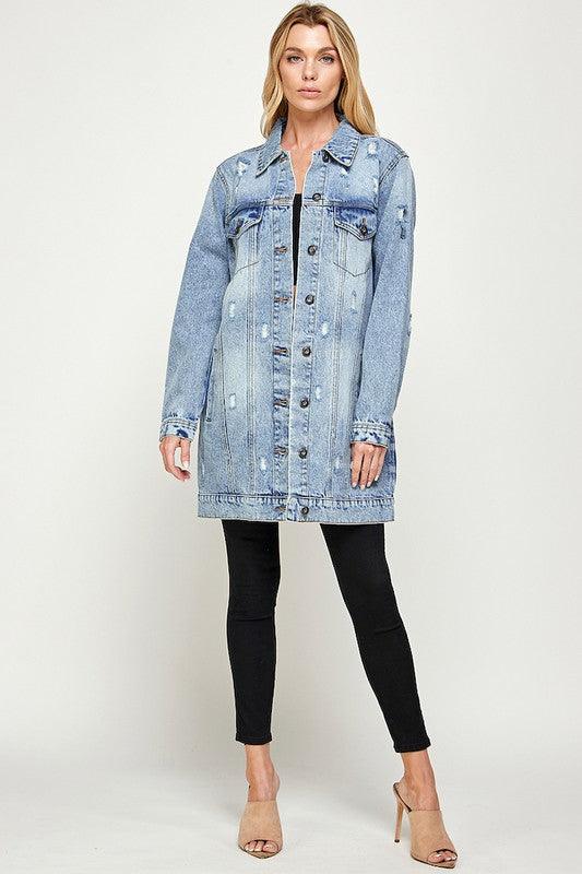 The Original Blue Age Long Denim Jacket - Three Mad Hatters Mercantile 