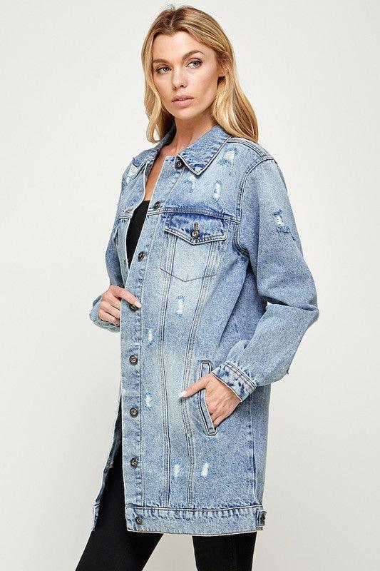 The Original Blue Age Long Denim Jacket - Three Mad Hatters Mercantile 