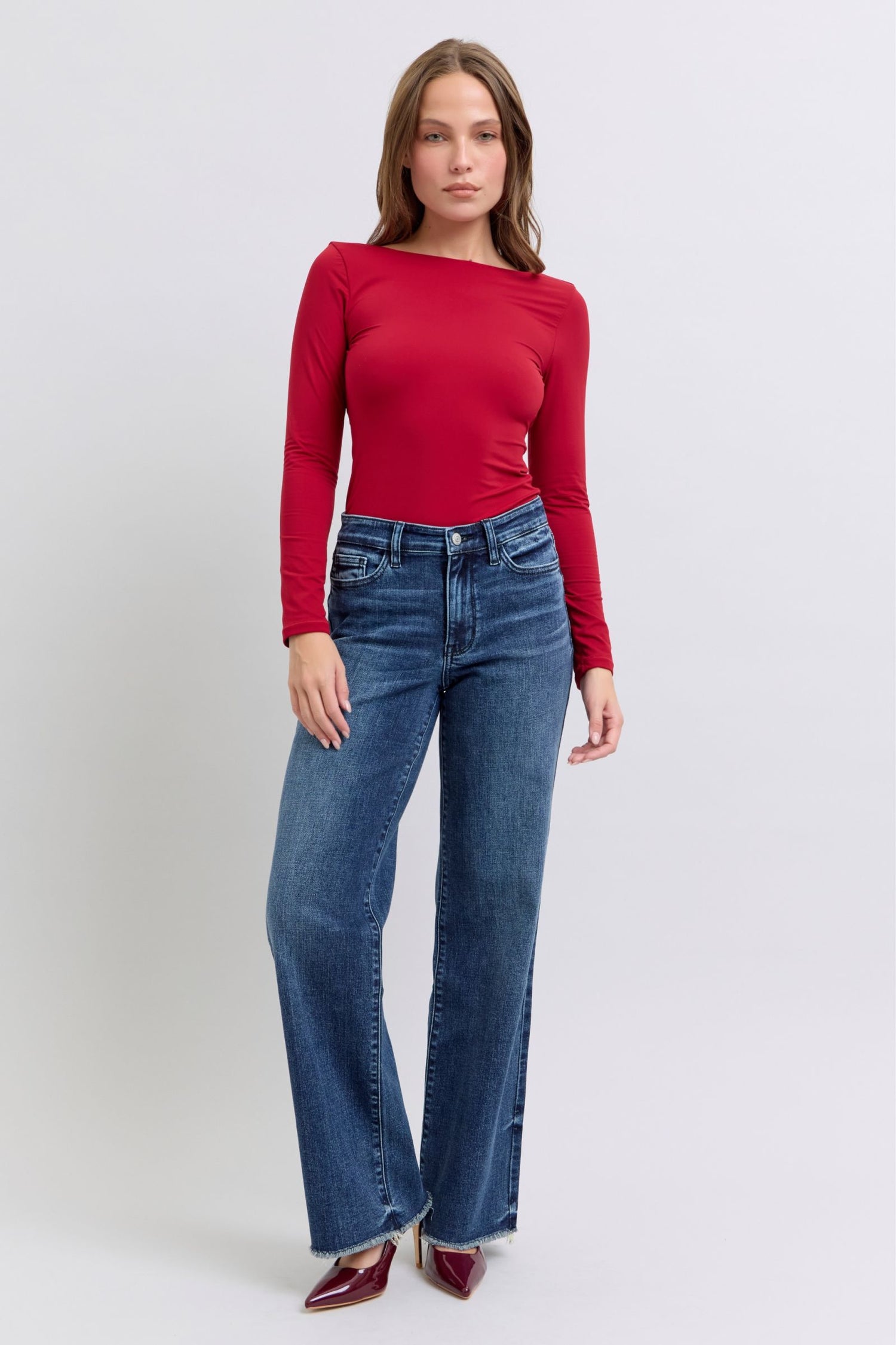 Judy Blue Raw Hem Mid Rise Jeans Womens Jeans
