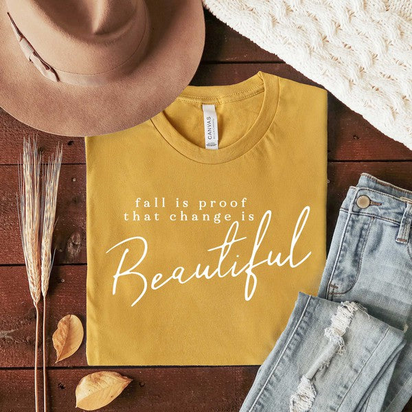 Change Is Beautiful Short Sleeve Graphic Tee graphic t-shirt Mustard XS 