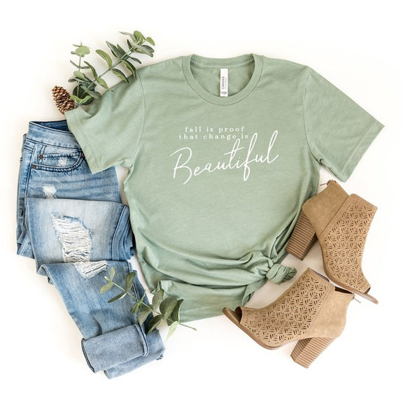 Change Is Beautiful Short Sleeve Graphic Tee graphic t-shirt Sage XS 