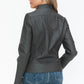 Snobbish Faux Leather Zip Up Mock Neck Jacket Womens Jacket